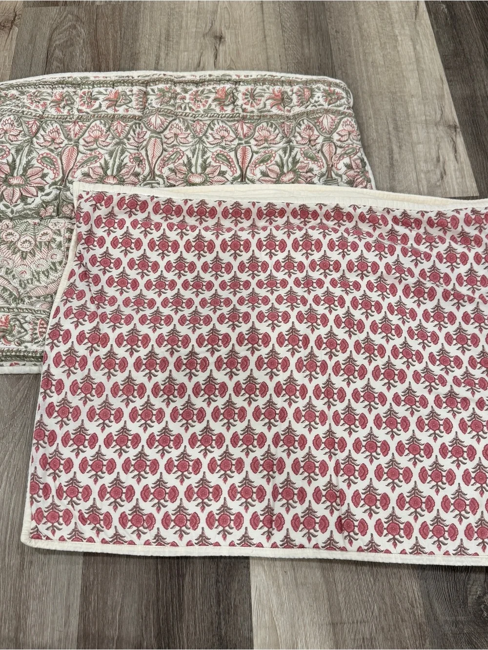 Pottery Barn Kalamkari Quilted Floral Paisley Pillow Covers Pink Green Cotton